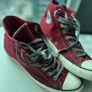 Converse All Star Hi Top - Distressed Red Canvas - Men's Size 10